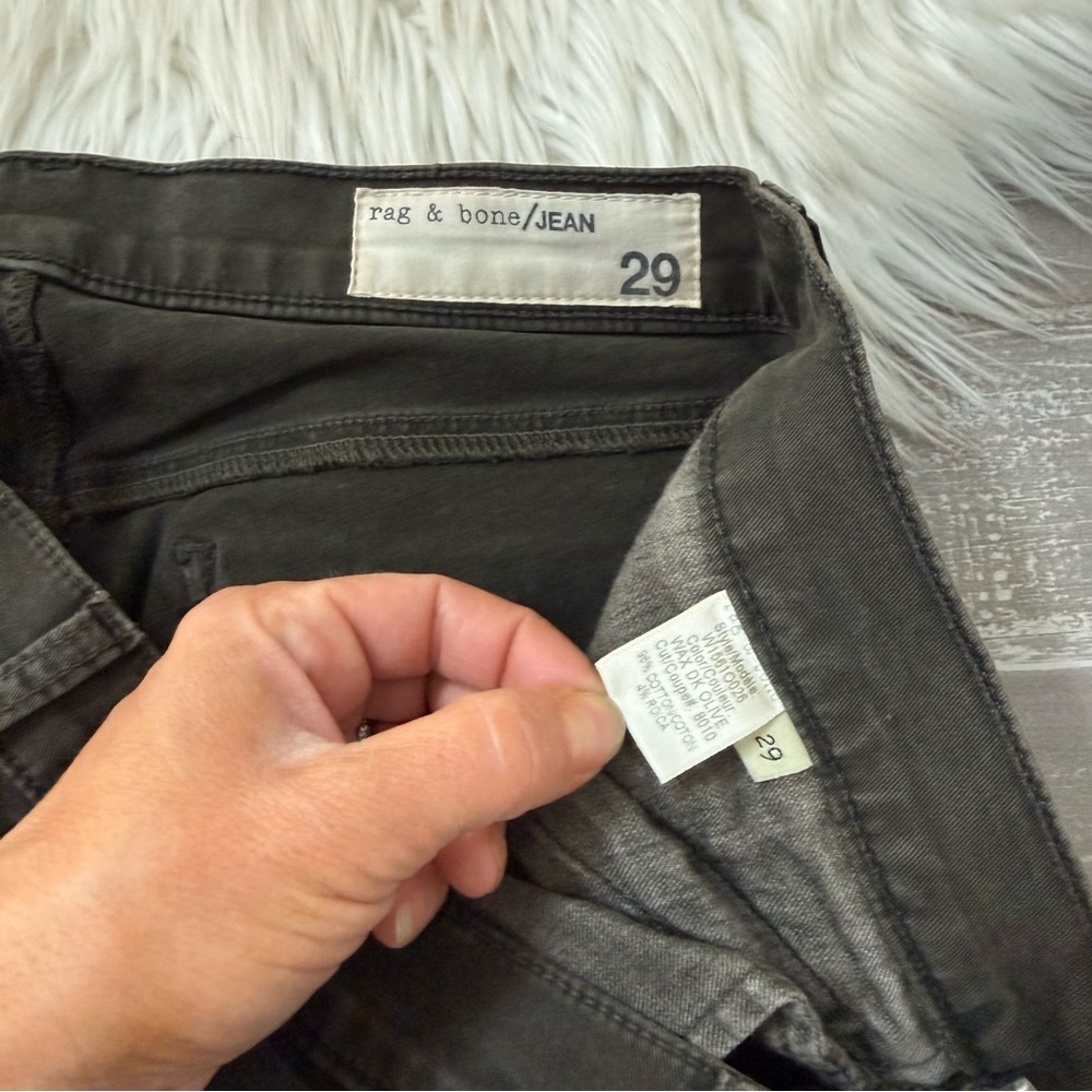 RAG & BONE Ridley Moto Wax Dark Olive Skinny Jeans - Picture 5 of 6